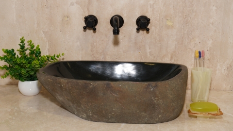 Раковина для ванной Piedra M376 из речного камня  Negro ИНДОНЕЗИЯ 00506911376_1