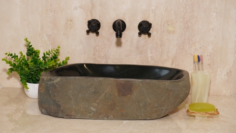 Раковина для ванной Piedra M376 из речного камня  Negro ИНДОНЕЗИЯ 00506911376_3