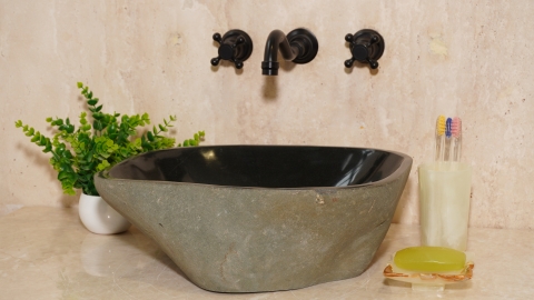 Раковина для ванной Piedra M377 из речного камня  Negro ИНДОНЕЗИЯ 00506911377_1