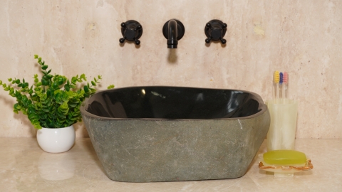 Раковина для ванной Piedra M377 из речного камня  Negro ИНДОНЕЗИЯ 00506911377_3