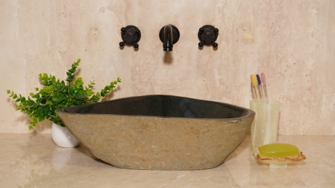 Раковина для ванной Piedra M378 из речного камня  Negro ИНДОНЕЗИЯ 00506911378_3
