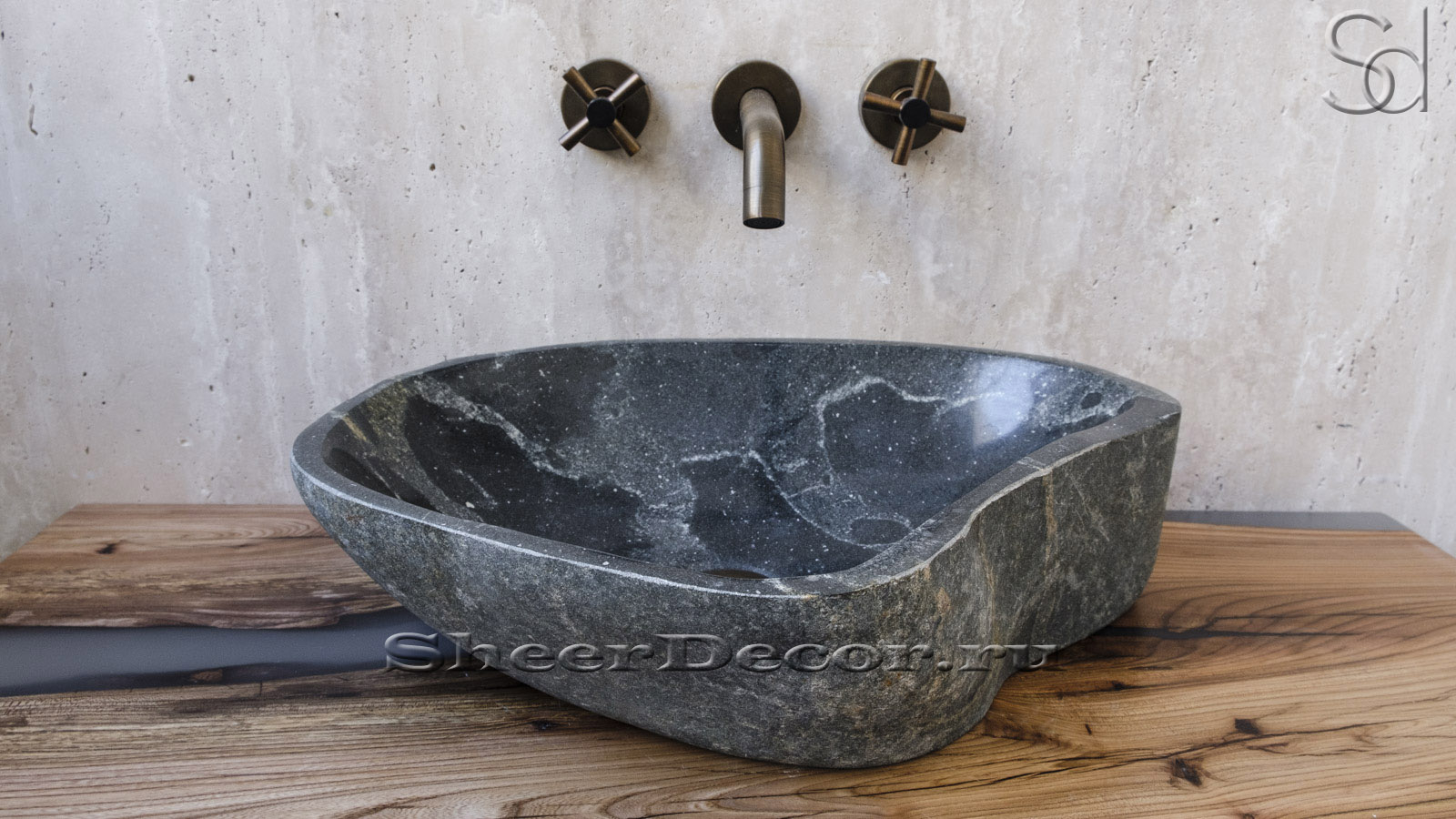 Мойка в ванную Piedra M36 из речного камня  Negro ИНДОНЕЗИЯ 0050691136_4