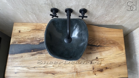 Мойка в ванную Piedra M114 из речного камня  Negro ИНДОНЕЗИЯ 00506911114_4