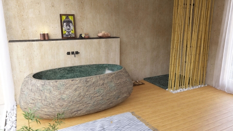 Каменная ванна Piedra M2 из зеленого гранита Verde 005030152_1