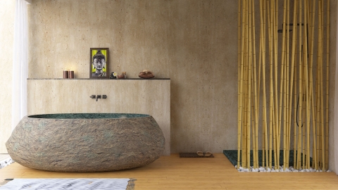 Каменная ванна Piedra M2 из зеленого гранита Verde 005030152_2