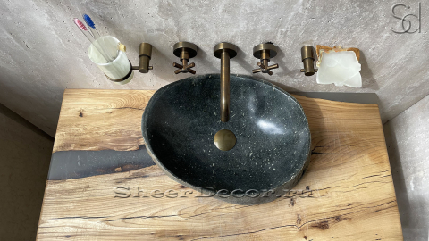 Раковина для ванной Piedra M316 из речного камня  Verde ИНДОНЕЗИЯ 00503011316_3