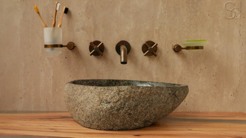 Раковина для ванной Piedra M334 из речного камня  Verde ИНДОНЕЗИЯ 00503011334_10