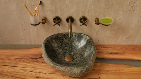Раковина для ванной Piedra M334 из речного камня  Verde ИНДОНЕЗИЯ 00503011334_9
