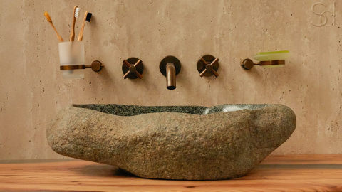 Мойка в ванную Piedra M335 из речного камня  Verde ИНДОНЕЗИЯ 00503011335_10