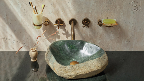 Мойка в ванную Piedra M343 из речного камня  Verde ИНДОНЕЗИЯ 00503011343_4