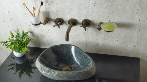 Раковина для ванной Piedra M440 из речного камня  Verde ИНДОНЕЗИЯ 00503011440_2