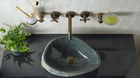 Раковина для ванной Piedra M440 из речного камня  Verde ИНДОНЕЗИЯ 00503011440_3