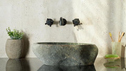 Раковина для ванной Piedra M448 из речного камня  Verde ИНДОНЕЗИЯ 00503011448_1