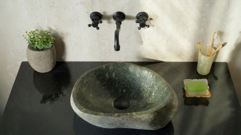 Раковина для ванной Piedra M448 из речного камня  Verde ИНДОНЕЗИЯ 00503011448_3