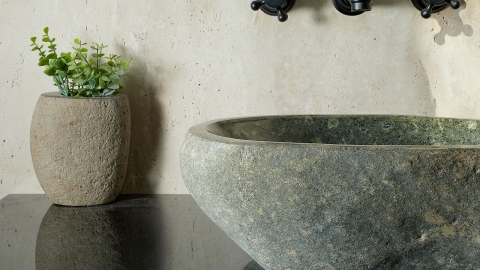Раковина для ванной Piedra M448 из речного камня  Verde ИНДОНЕЗИЯ 00503011448_4