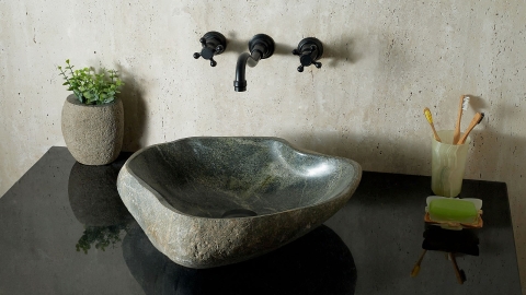 Раковина для ванной Piedra M588 из речного камня  Verde ИНДОНЕЗИЯ 00503011588_2