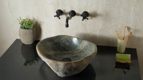 Раковина для ванной Piedra M590 из речного камня  Verde ИНДОНЕЗИЯ 00503011590_2