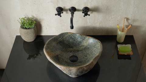 Раковина для ванной Piedra M590 из речного камня  Verde ИНДОНЕЗИЯ 00503011590_3