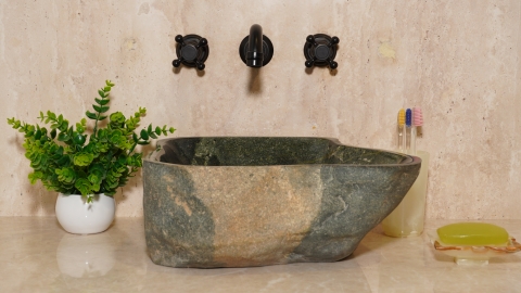 Раковина для ванной Piedra M613 из речного камня  Verde ИНДОНЕЗИЯ 00503011613_2