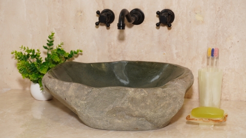 Мойка в ванную Piedra M474 из речного камня  Verde ИНДОНЕЗИЯ 00503011474_1