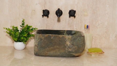 Мойка в ванную Piedra M475 из речного камня  Verde ИНДОНЕЗИЯ 00503011475_2