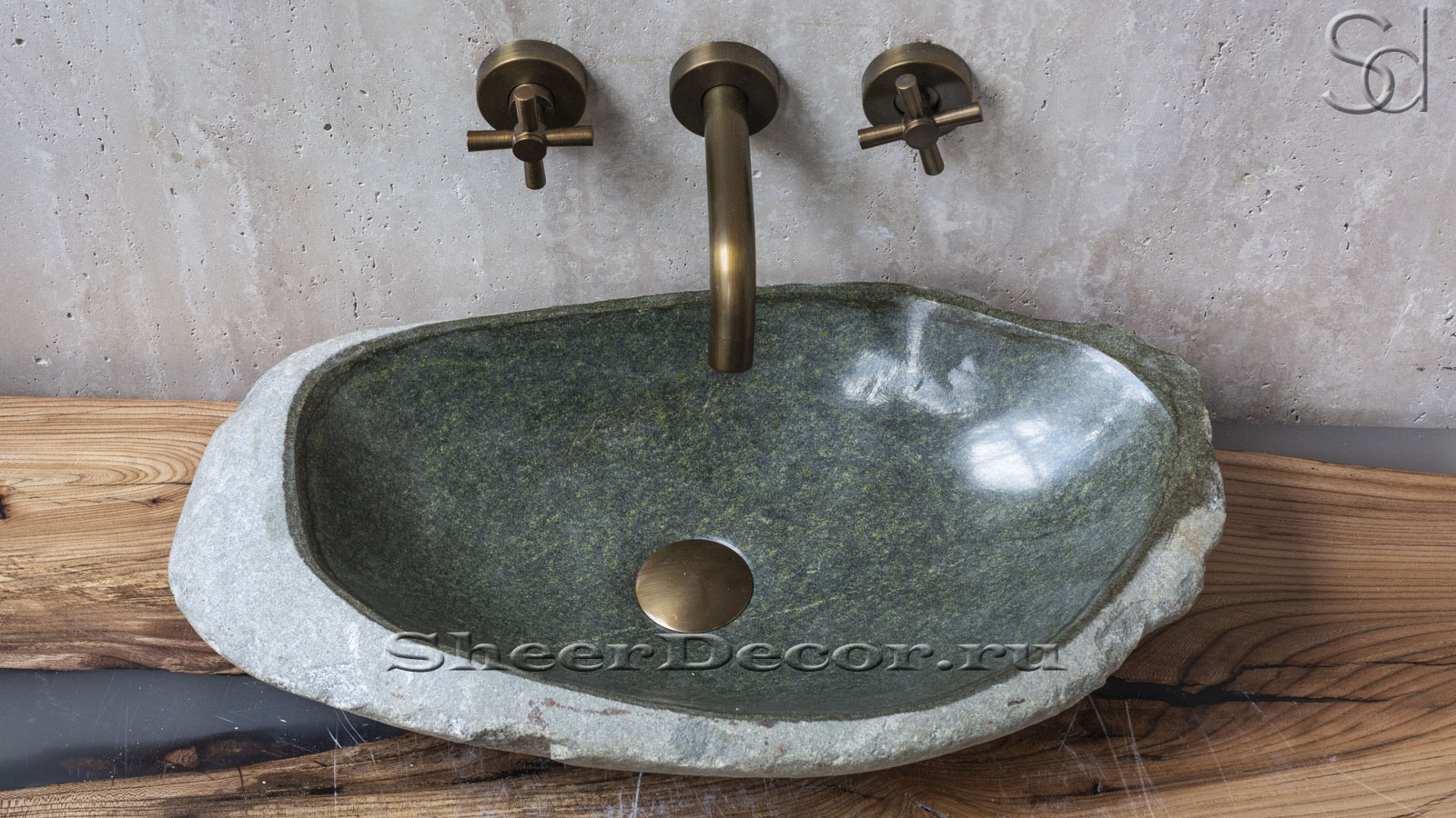 Мойка в ванную Piedra M103 из речного камня  Verde ИНДОНЕЗИЯ 00503011103_3