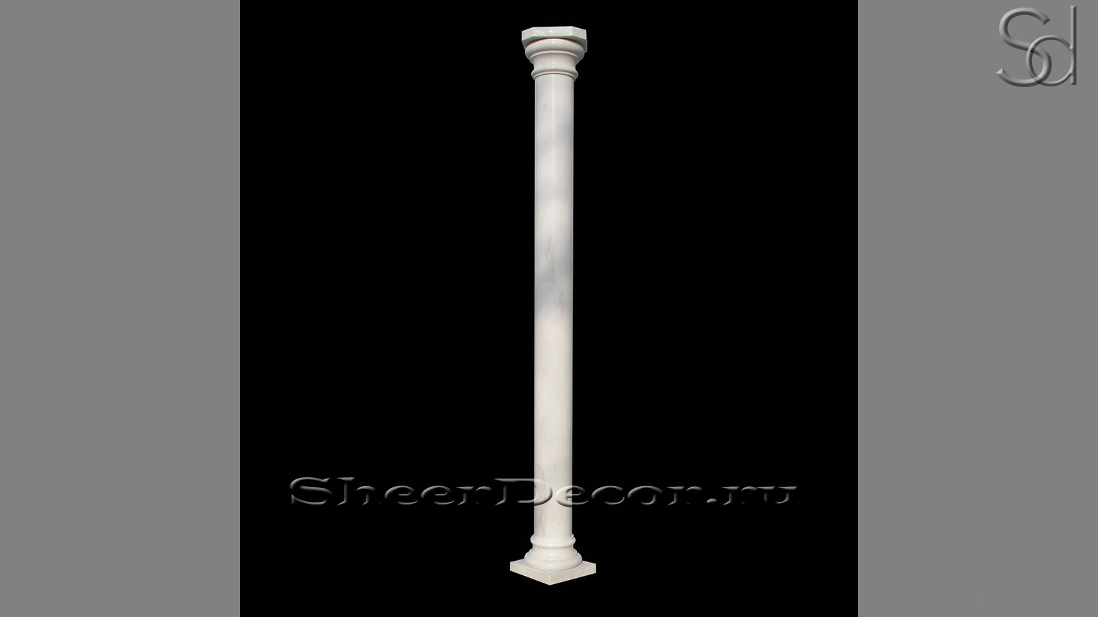 Каменная колонна Pillar Agonic из белого мрамора Clouds в сборе _1