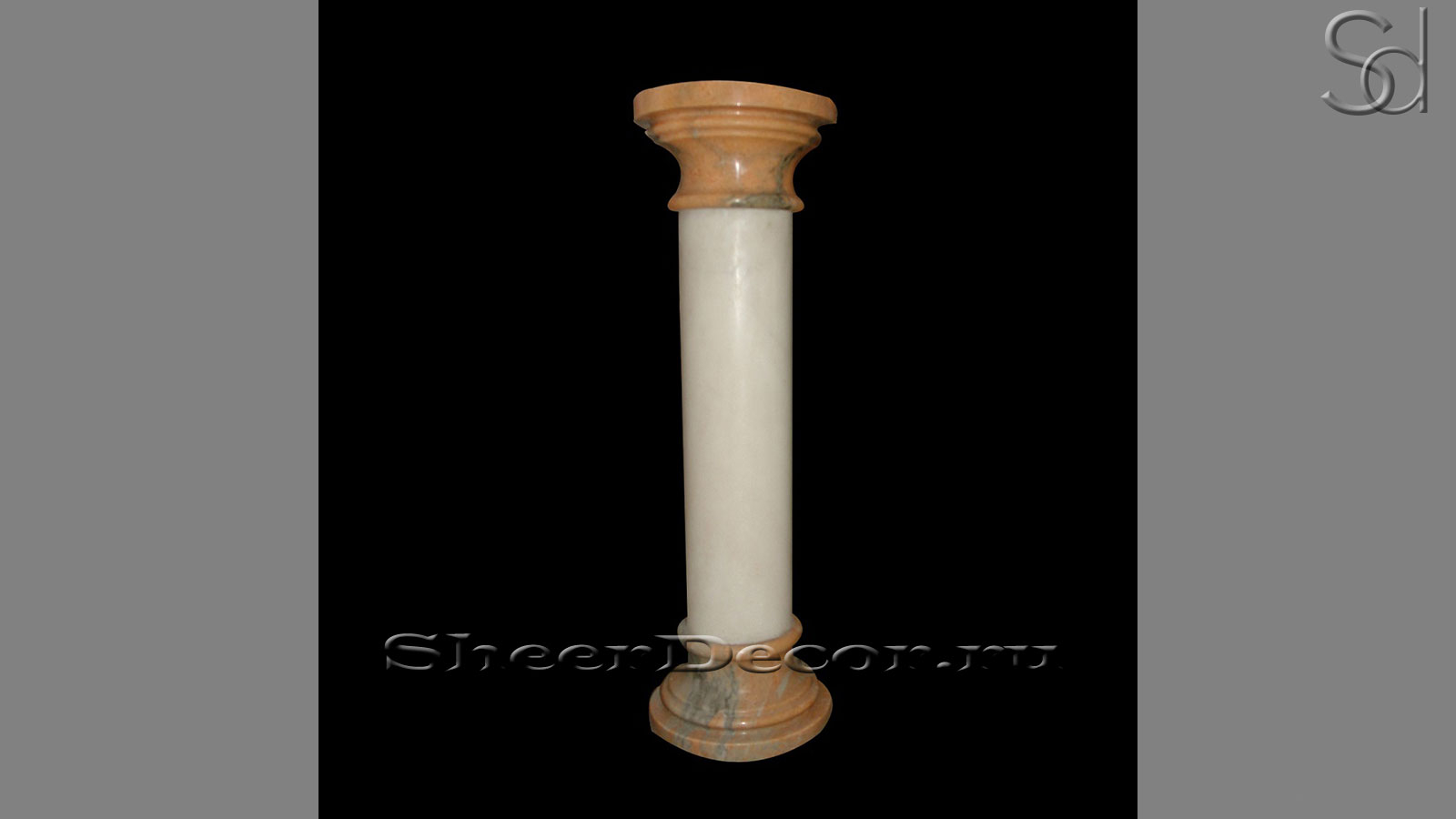 Каменная колонна Pillar Bordi из белого мрамора Crystal White в сборе _1