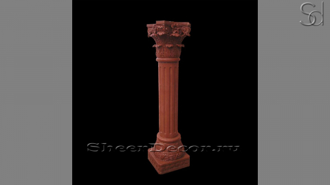 Мраморная колонна Pillar Fiori из камня Rosso Sole в сборе _1
