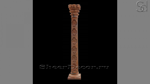 Мраморная колонна Pillar Cimasa из камня Sunset Red в сборе _1
