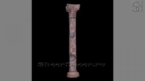 Каменная колонна Pillar Foglia из розового мрамора Sunset Red в сборе _1