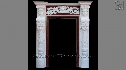 Мраморный дверной портал Portale Camomilla из камня Bianco Extra в сборе _1