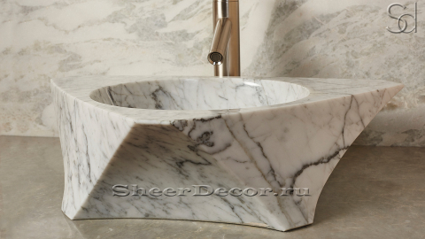 Белая раковина Prisma из натурального мрамора Bianco Carrara ИТАЛИЯ 016005111 для ванной комнаты_6