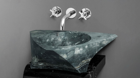Серая раковина Prisma из натурального мрамора Carrara ИНДИЯ 016009111 для ванной комнаты_3