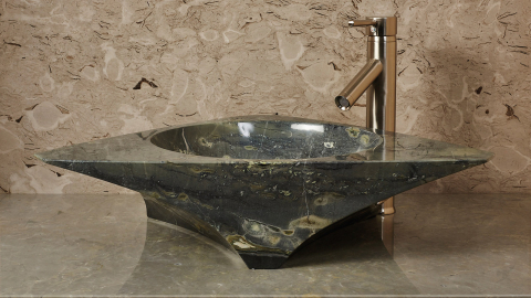 Серая раковина Prisma из натурального мрамора Carrara ИНДИЯ 016009111 для ванной комнаты_6