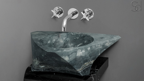 Серая раковина Prisma из натурального мрамора Carrara ИНДИЯ 016009111 для ванной комнаты_7