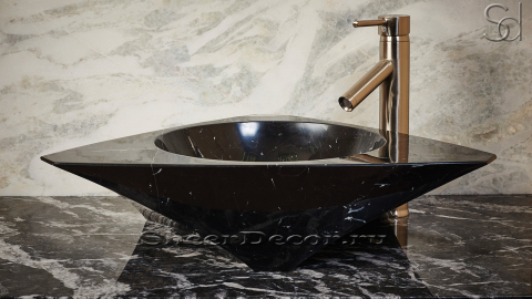 Черная раковина Prisma из натурального мрамора Nero Marquina ИСПАНИЯ 016018111 для ванной комнаты_3