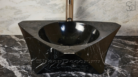 Черная раковина Prisma из натурального мрамора Nero Marquina ИСПАНИЯ 016018111 для ванной комнаты_4