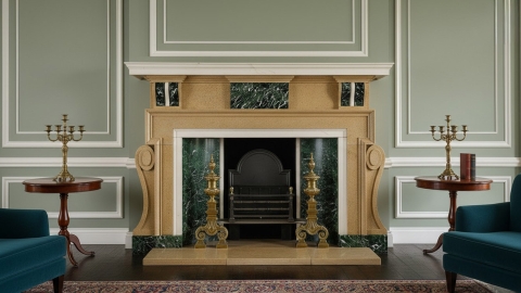 Декоративный портал бежевого цвета для облицовки камина Rebecca из камня песчаника Beige Pirineo 119127401_4