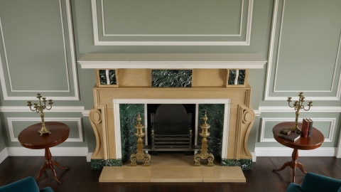 Декоративный портал бежевого цвета для облицовки камина Rebecca из камня песчаника Beige Pirineo 119127401_5