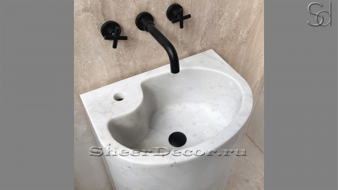 Белая раковина на пьедестале Recorta M2 из натурального мрамора Statuario ИТАЛИЯ 796145172 для ванной комнаты_2