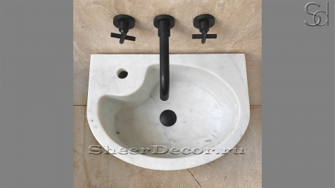 Белая раковина на пьедестале Recorta M2 из натурального мрамора Statuario ИТАЛИЯ 796145172 для ванной комнаты_3