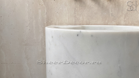 Белая раковина на пьедестале Recorta M2 из натурального мрамора Statuario ИТАЛИЯ 796145172 для ванной комнаты_4