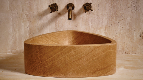 Мраморная раковина Revia из коричневого камня Wooden Yellow ЕГИПЕТ 177032111 для ванной комнаты_2