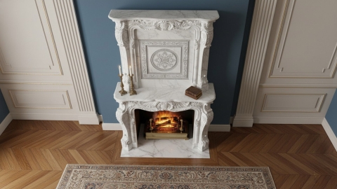 Каменный портал белого цвета для облицовки камина Rhoda из мрамора Bianco Extra 622111901_5