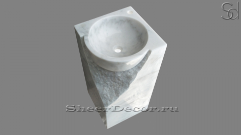 Мраморная раковина на пьедестале Roca из белого камня Clouds ИСПАНИЯ 470010171 для ванной комнаты_1