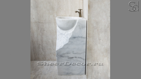 Мраморная раковина на пьедестале Roca из белого камня Clouds ИСПАНИЯ 470010171 для ванной комнаты_5