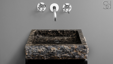 Коричневая раковина Rock из натурального мрамора Black and Gold  ПАКИСТАН 035028311 для ванной комнаты_8