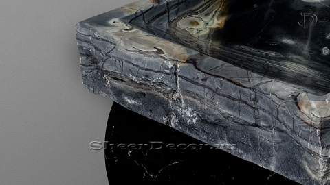 Серая раковина Rock из натурального мрамора Carrara ИНДИЯ 035009311 для ванной комнаты_2