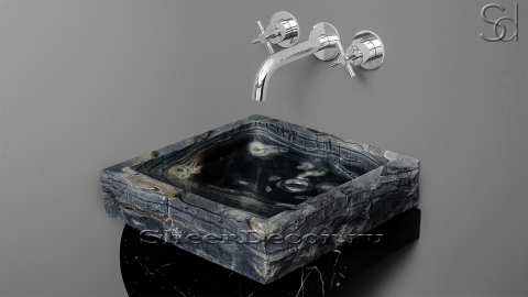 Серая раковина Rock из натурального мрамора Carrara ИНДИЯ 035009311 для ванной комнаты_4